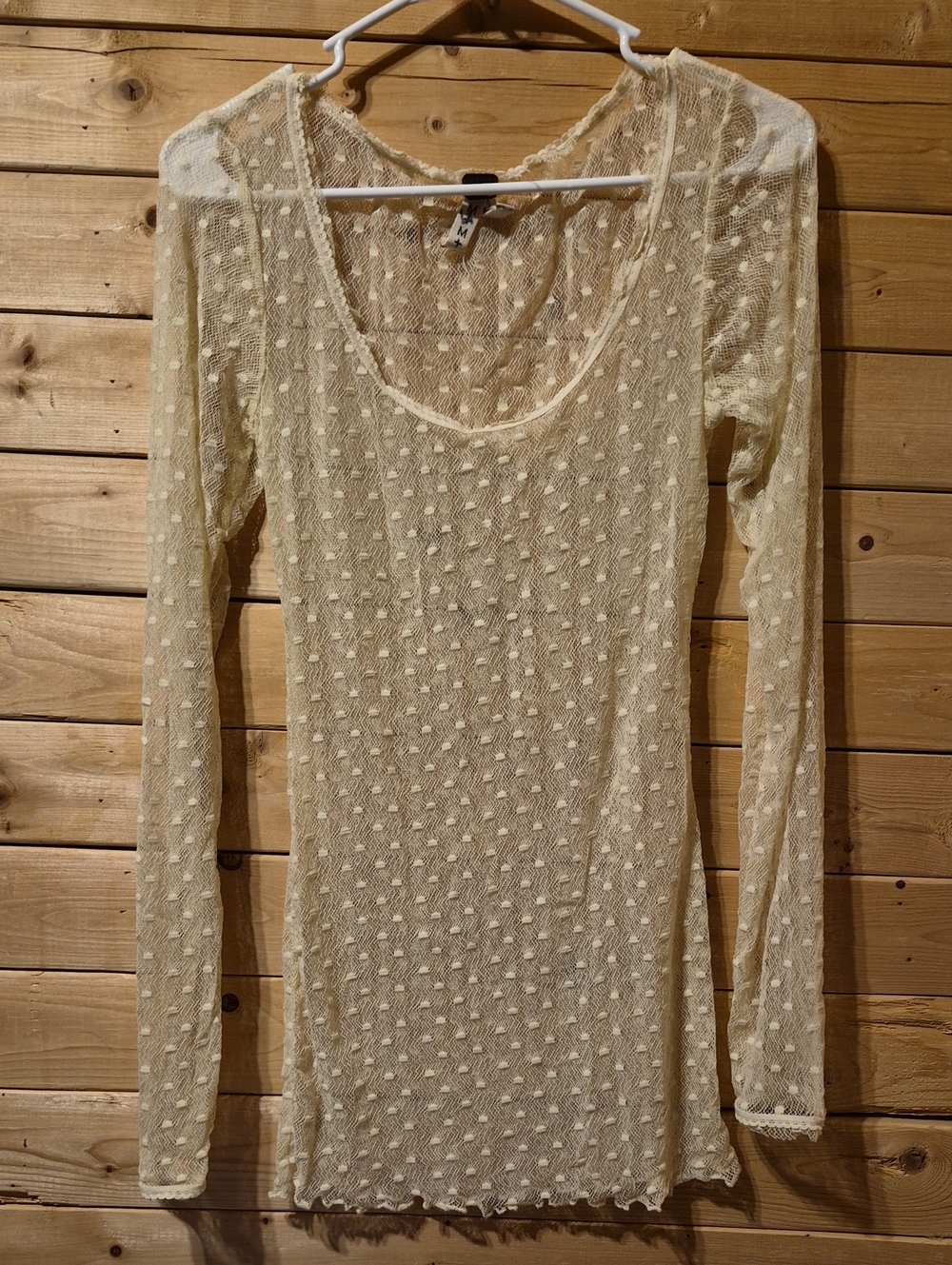 Womens Free People Sheer Lace Top Cream Size Large